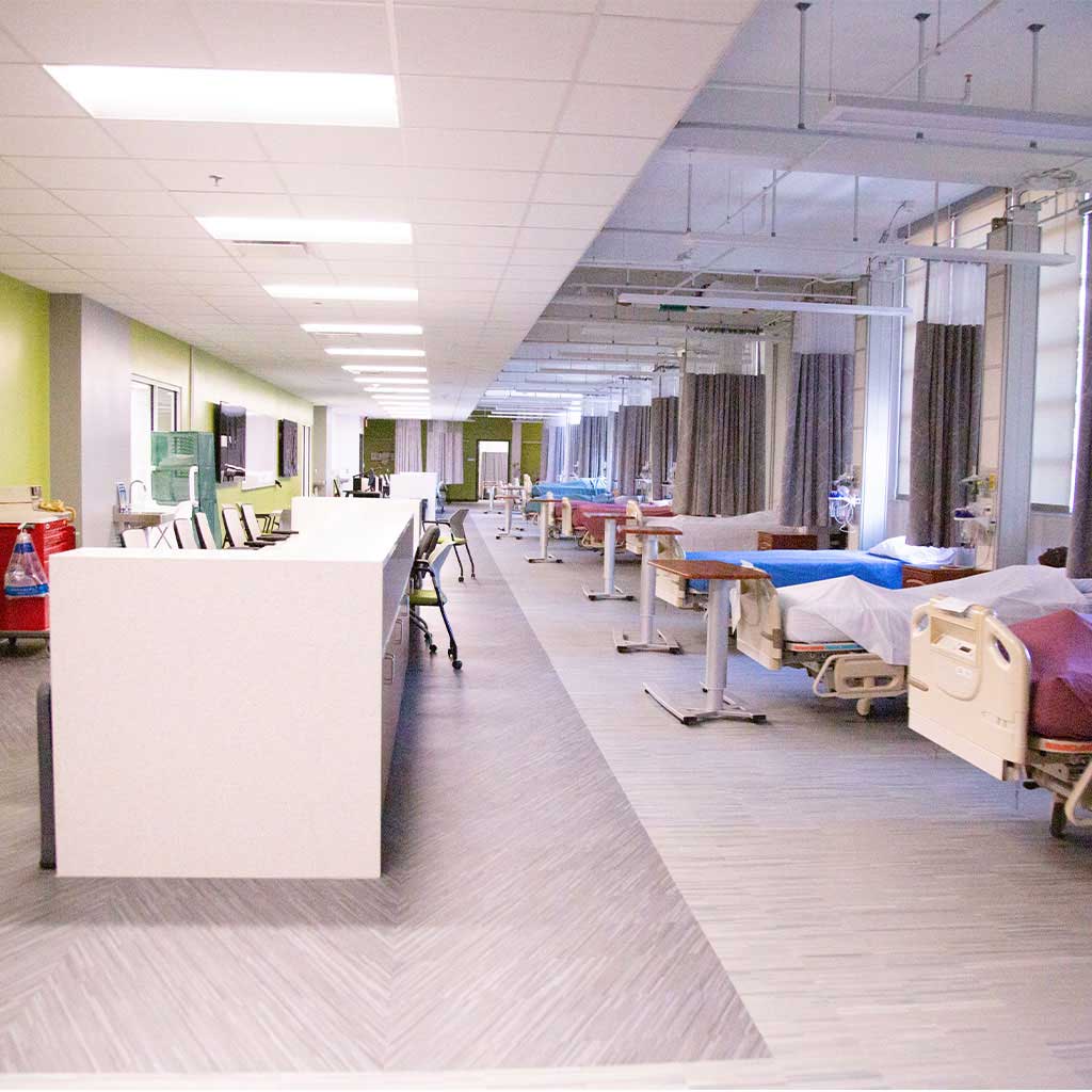 nursing lab with hospital beds
