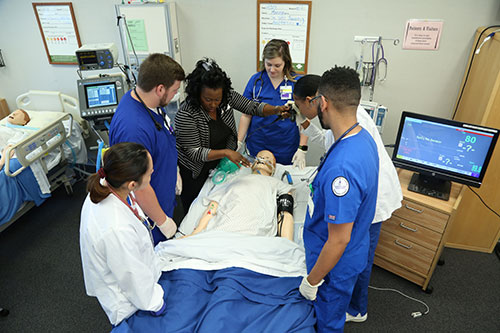 Respiratory Therapy students with SimMan