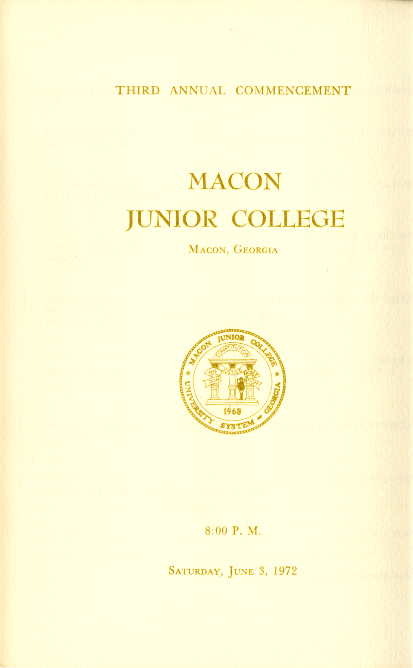 program cover for 1972 Macon Junior College Commencement