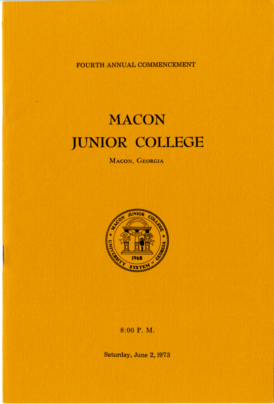 program cover for 1973 Macon Junior College Commencement