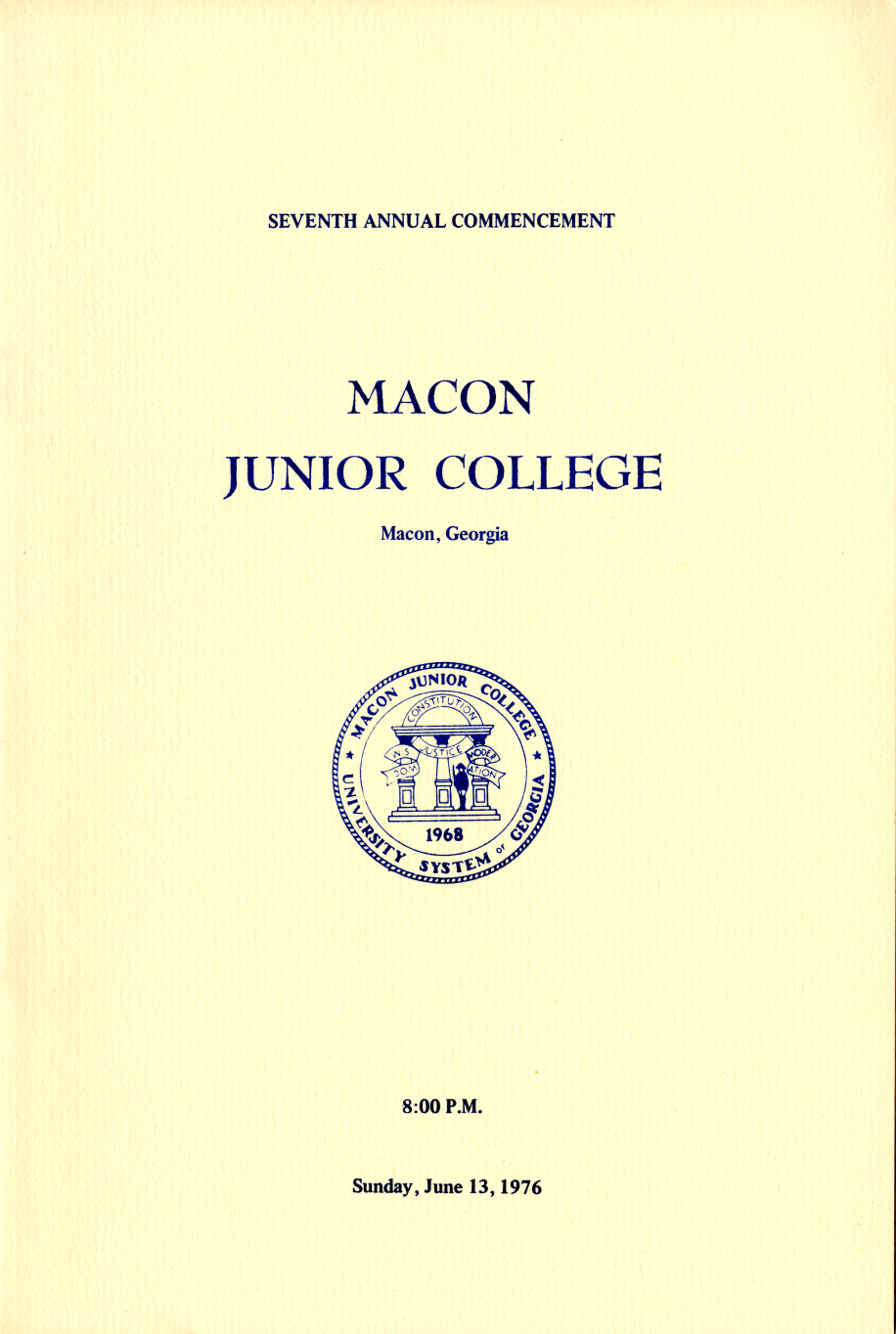 program cover for 1976 Macon Junior College Commencement