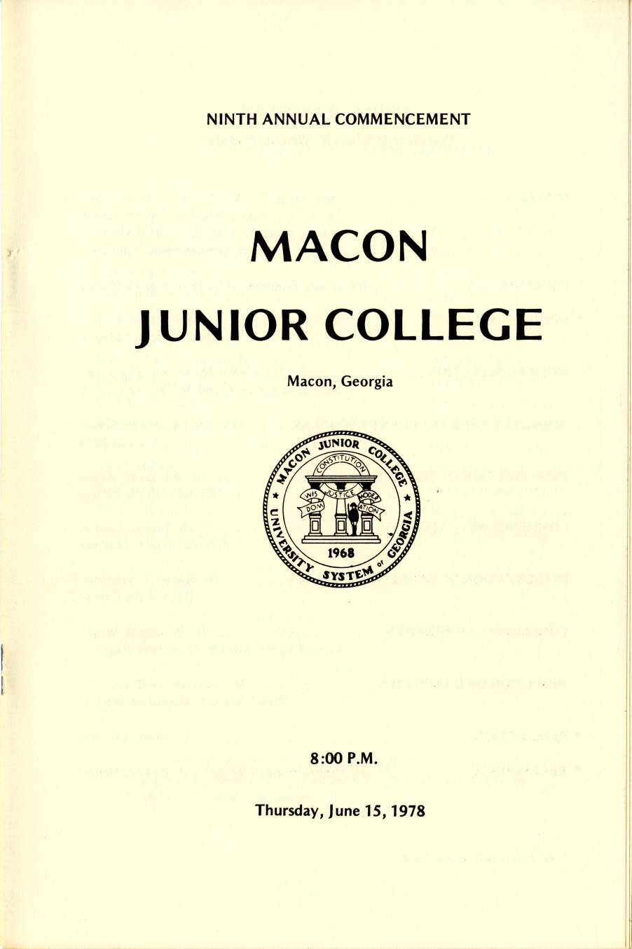 program cover for 1975 Macon Junior College Commencement