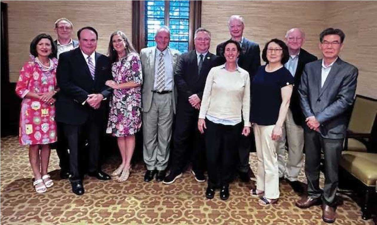 From left to right: Nancy White (VP of Univeristy Advancement & MGA Foundation Executive Director), Dr. John “Greg” George (Oliner Professorship in Free Market Economics), Dr. Marc D. Miller (Georgia Eminent Scholar in business), Linda Miller, President Christopher Blake, Provost David Jenks, Dr. Dawn Sherry (Carolyn Wynn Smalley Endowed Chair of Biology), Henry Oliner, Dr. Eunha Kwak, Dubose Porter, Dr. Myungjae Kwak (Peyton Anderson Endowed Chair of Information Technology).