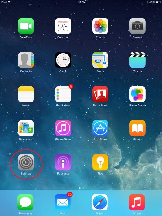 Apple IOS Settings screen