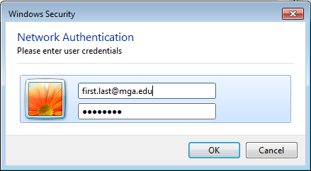 Enter your mga.edu credentials